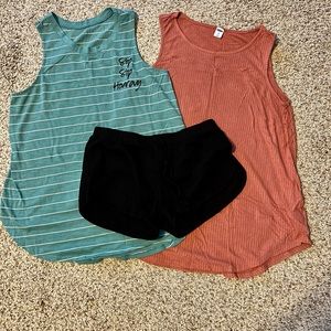 Lounge wear set: Two tanks and tiny shorts